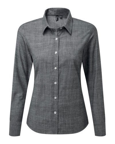 Women's Cotton Slub Chambray Long Sleeve Shirt Grey