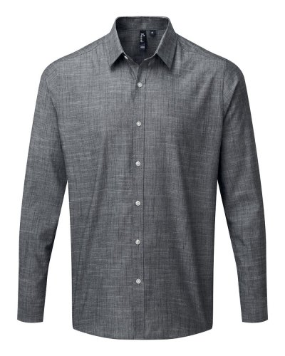 Men's Cotton Slub Chambray Long Sleeve Shirt Grey