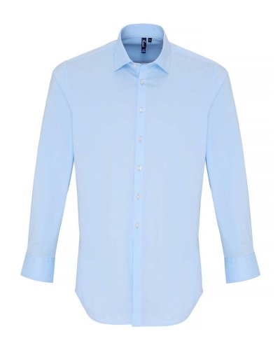 Men's Stretch Fit Cotton Poplin Long Sleeve Shirt Pale blue