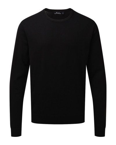 Men's Crew Neck Cotton Rich Knitted Sweater Black