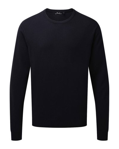 Men's Crew Neck Cotton Rich Knitted Sweater Navy