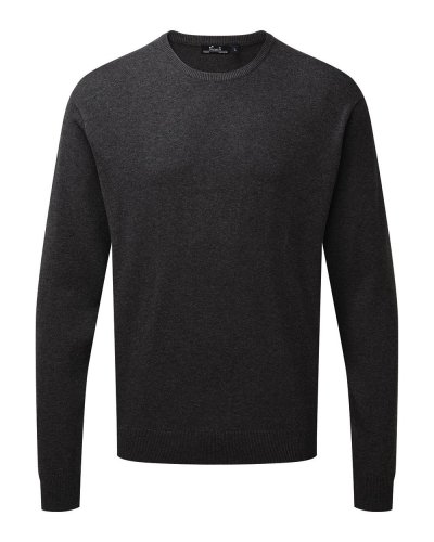 Men's Crew Neck Cotton Rich Knitted Sweater Charcoal
