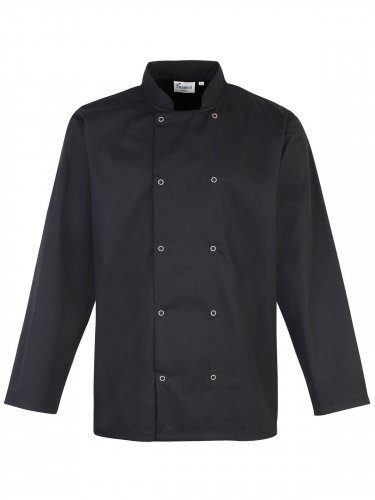 Long Sleeve Press Stud Chef'âs Jacket Black