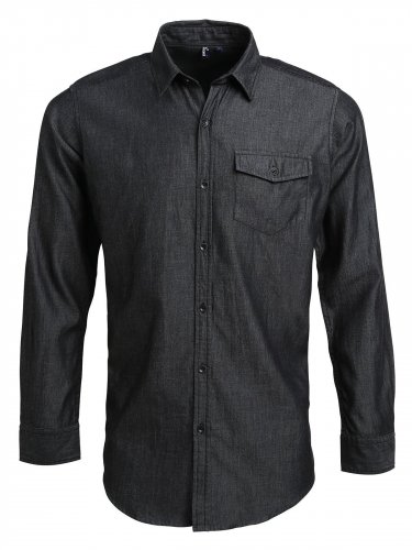 Camicia uomo con taschini sul petto Black denim