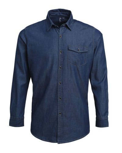Camicia uomo con taschini sul petto Indigo denim