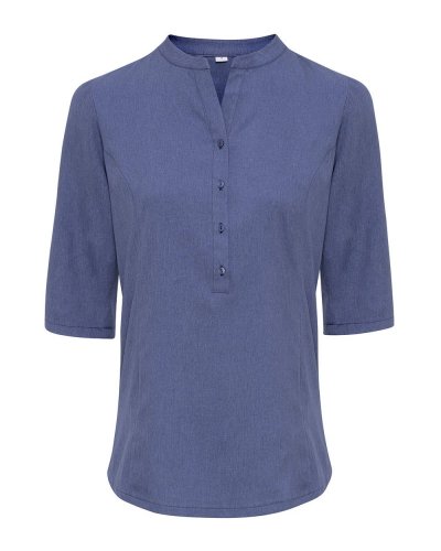 Verbena Linen Look Button Up Beauty Tunic Blue heather