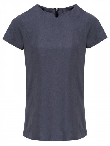 Viola Linen Look Cut Neck Beauty Tunic Black heather