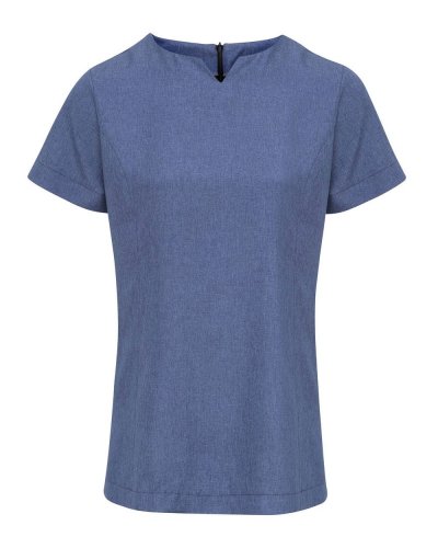 Viola Linen Look Cut Neck Beauty Tunic Blue heather