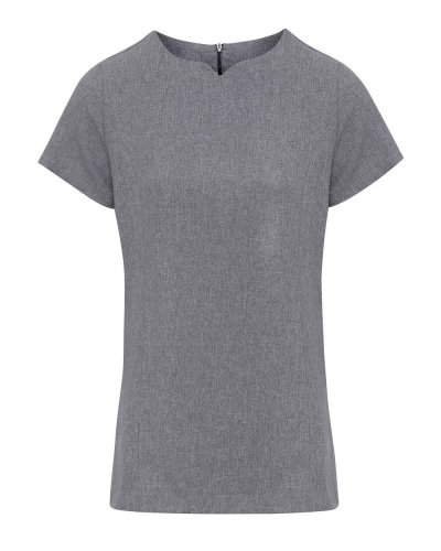 Viola Linen Look Cut Neck Beauty Tunic Grey heather