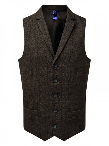 Ladies' Herringbone Waistcoat Brown check