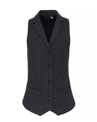 Ladies' Herringbone Waistcoat Charcoal