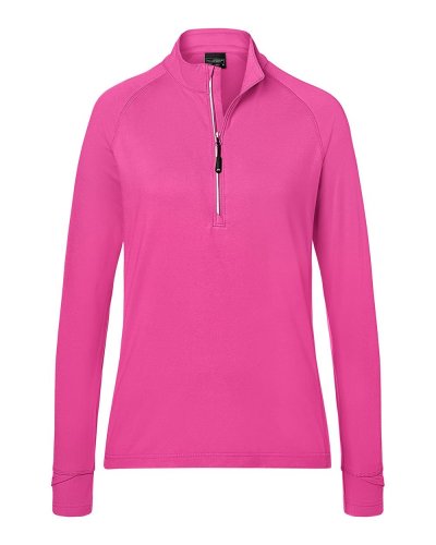 Ladies' Sports  Shirt Halfzip Pink