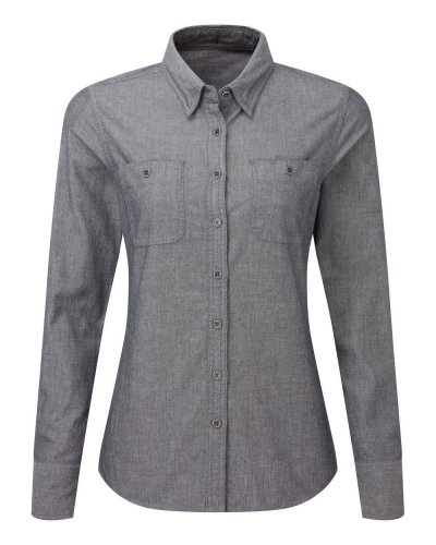 Women's Organic Chambray Fairtrade Shirt Grey denim