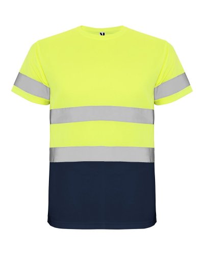 Maglia tecnica maniche corte alta visibilità Delta Blu Navy/Giallo Fluo