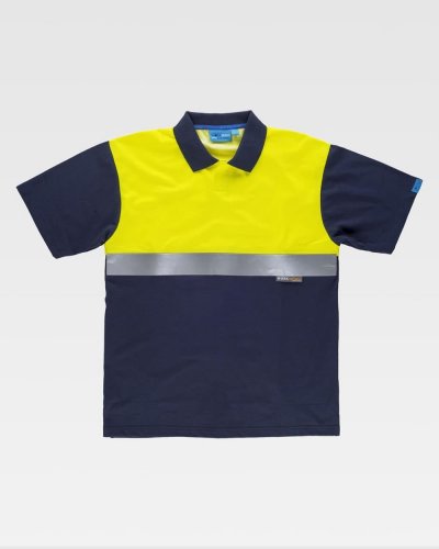 Polo antibatterica Maniche corte alta visibilità NAVY / YELLOW