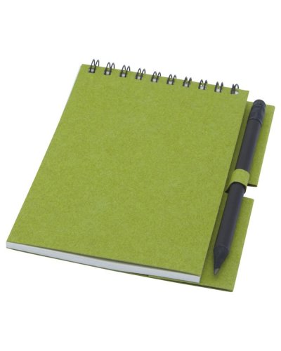 Quaderno piccolo Luciano Eco con rilegatura a spirale e matita Verde