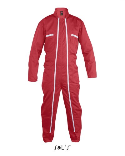 Tuta da lavoro con doppia zip Rosso