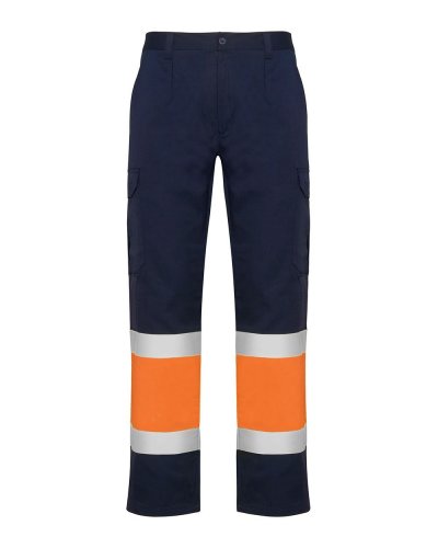 Pantaloni multitasca estivi alta visibilità Naos Blu navy/Arancio fluo