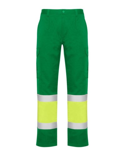 Pantaloni multitasca estivi alta visibilità Naos Verde Giardino/Giallo Fluo