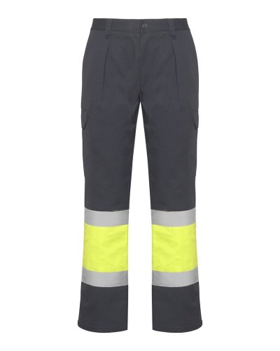 Pantaloni multitasca invernale alta visibilità Soan Piombo/Giallo Fluo