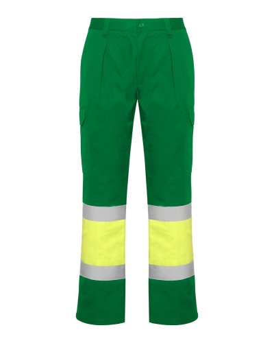 Pantaloni multitasca invernale alta visibilità Soan Verde Giardino/Giallo Fluo