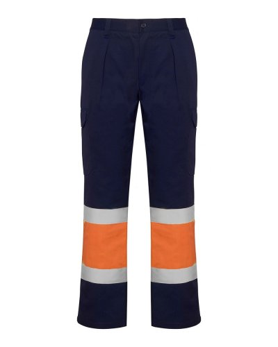 Pantaloni multitasca invernale alta visibilità Soan Blu navy/Arancio fluo