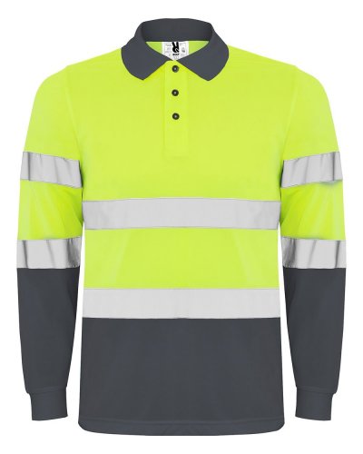 Polo tecnica alta visibilità Polaris Piombo/Giallo Fluo
