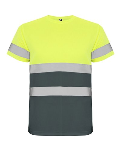 Maglia tecnica maniche corte alta visibilità Delta Piombo/Giallo Fluo
