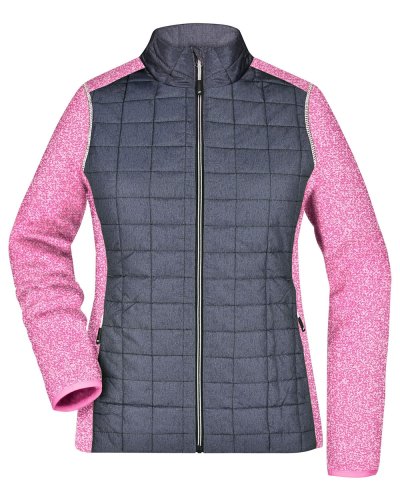Ladies' Knitted Hybrid Jacket Pink-Melange/Anthracite-Melange
