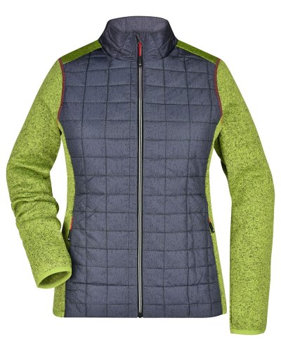 Ladies' Knitted Hybrid Jacket Kiwi-Melange/Anthracite-Melange