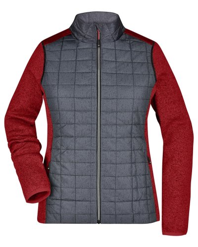 Ladies' Knitted Hybrid Jacket Red-melange/anthracite-melange