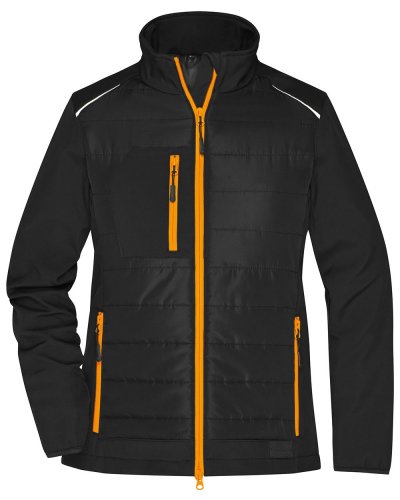 Ladies' Hybrid Jacket Black/neon-orange