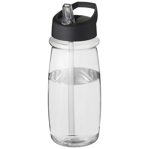 Borraccia sportiva H2O Pulse da 600 ml con coperchio con beccuccio Trasparente / Nero