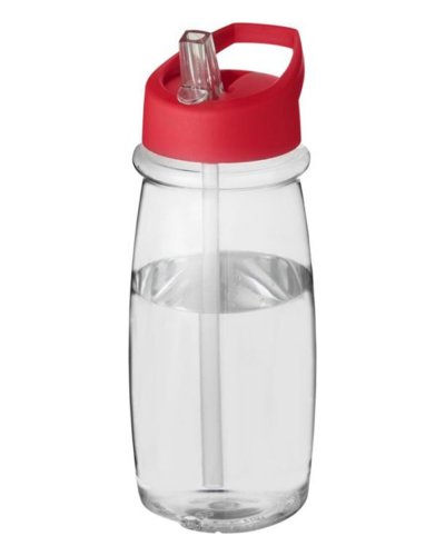 Borraccia sportiva H2O Pulse da 600 ml con coperchio con beccuccio Trasparente / Rosso