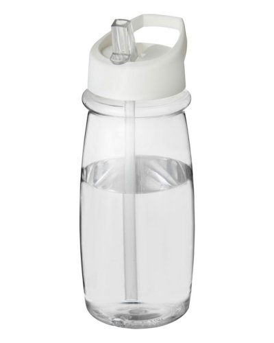 Borraccia sportiva H2O Pulse da 600 ml con coperchio con beccuccio Trasparente / solido bianco