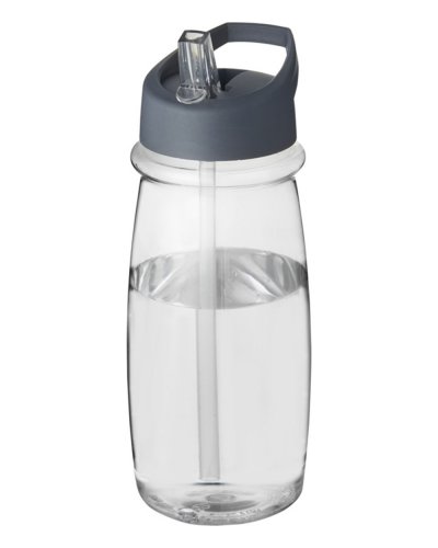 Borraccia sportiva H2O Pulse da 600 ml con coperchio con beccuccio Trasparente / Grigio tempesta