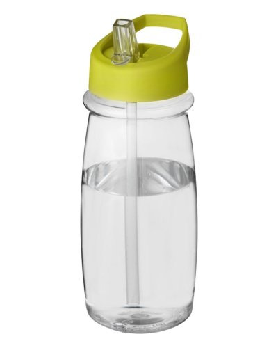 Borraccia sportiva H2O Pulse da 600 ml con coperchio con beccuccio Trasparente / Lime