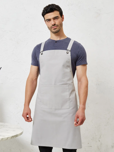 Premier Grembiule Barista Bib Cotone, Tasche, Bretelle, Nero