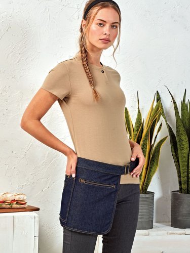 Grembiule Bar Denim Blu Stitch, 4 Tasche, Rame,