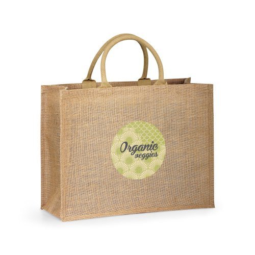 Shanti Borsa Shopper in Juta Naturale con Manici Rigidi 43x34x17,5