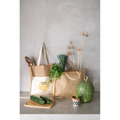 Shanti Borsa Shopper in Juta Naturale con Manici Rigidi 43x34x17,5
