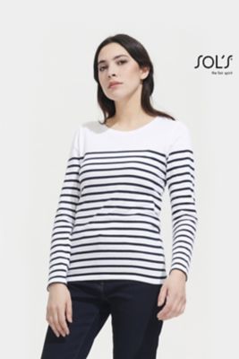 T-shirt donna rigata Matelot Cotone 100% Girocollo Classic Fit