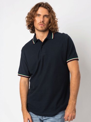 Polo Tricolor Italy B&C, 100% Baumwolle, Kurzarm, klassische Passform