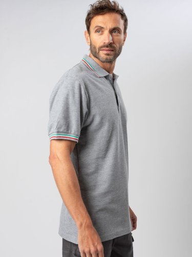Polo Tricolor Italy B&C, 100% Baumwolle, Kurzarm, klassische Passform