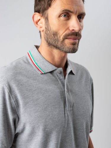 Polo Tricolor Italy B&C, 100% Baumwolle, Kurzarm, klassische Passform