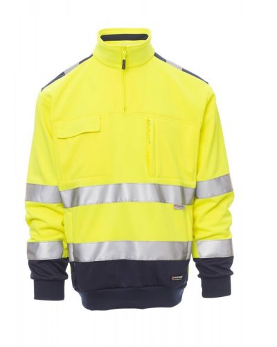 Felpa da uomo alta visibilità con bande 3M Giallo Fluo/Blu Navy