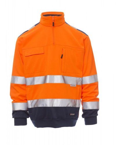 Felpa da uomo alta visibilità con bande 3M Arancio Fluo/Blu Nav