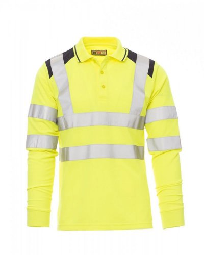 Polo bicolore da uomo a manica lunga Guard+Winter Giallo Fluo/Blu Navy