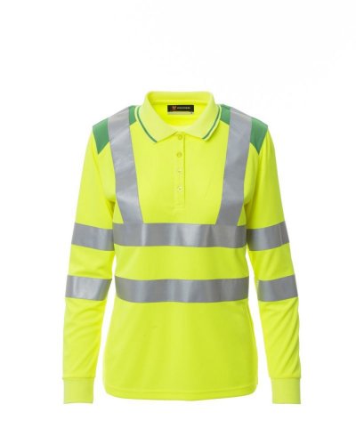 Polo bicolore da donna a manica lunga Guard+Winter Lady Giallo/Verde