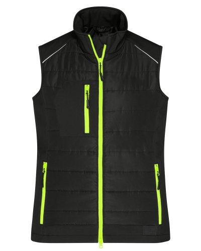 Ladies' Hybrid Vest Black/neon-yellow